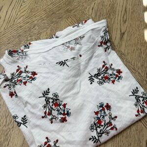 LOFT Outlet Womens Size Large White Floral Print Short Sleeve T Shirt Top